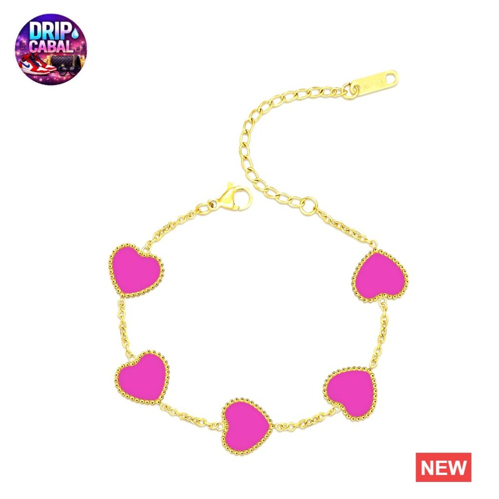 18K Gold Plated Heart Charm Bracelet Adjustable Elegant Fashion Jewelry Gift